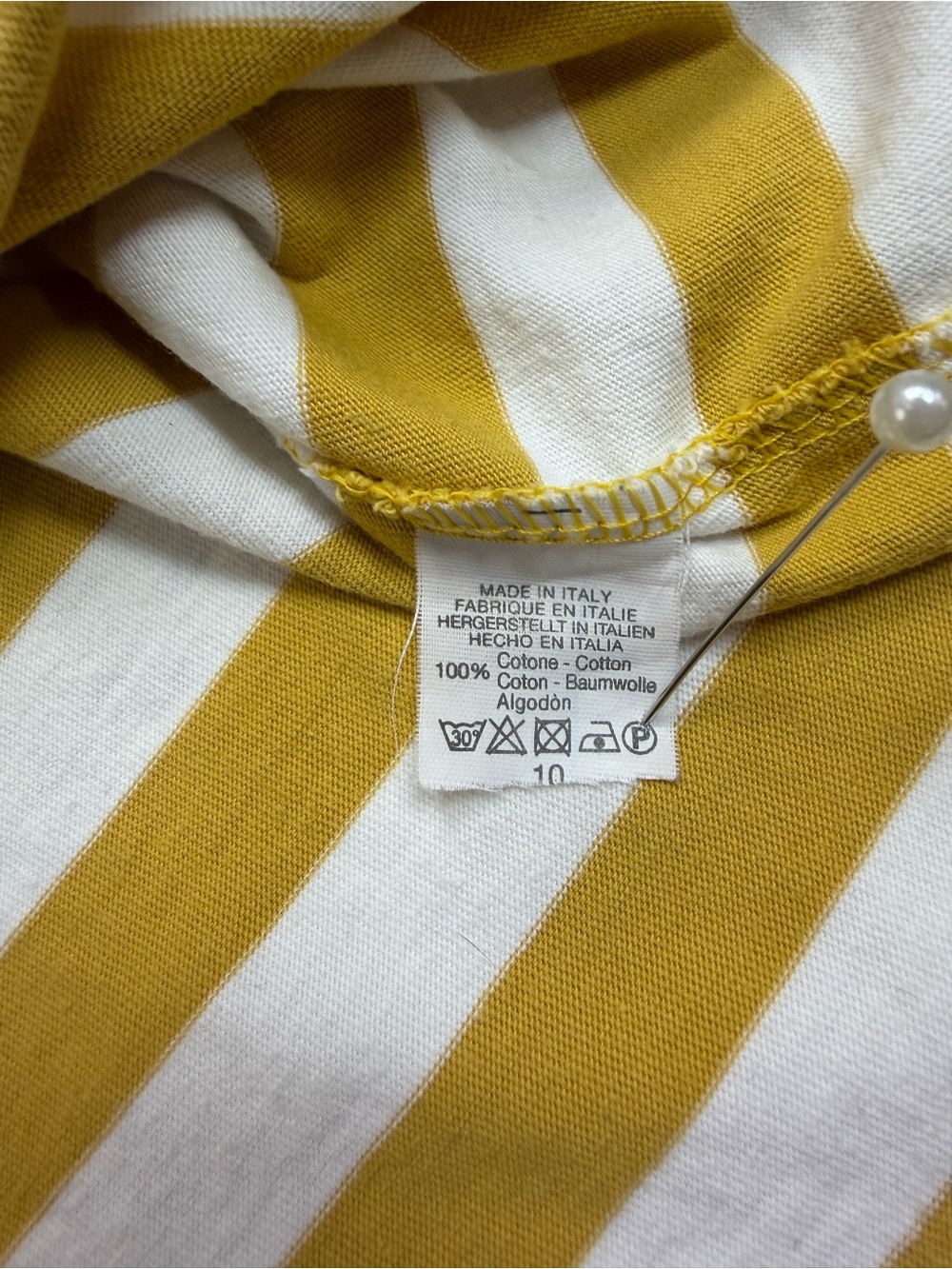Brandy Melville Mustard Yellow and White Striped Crewneck Long Sleeve. Size M. - Picture 6 of 7